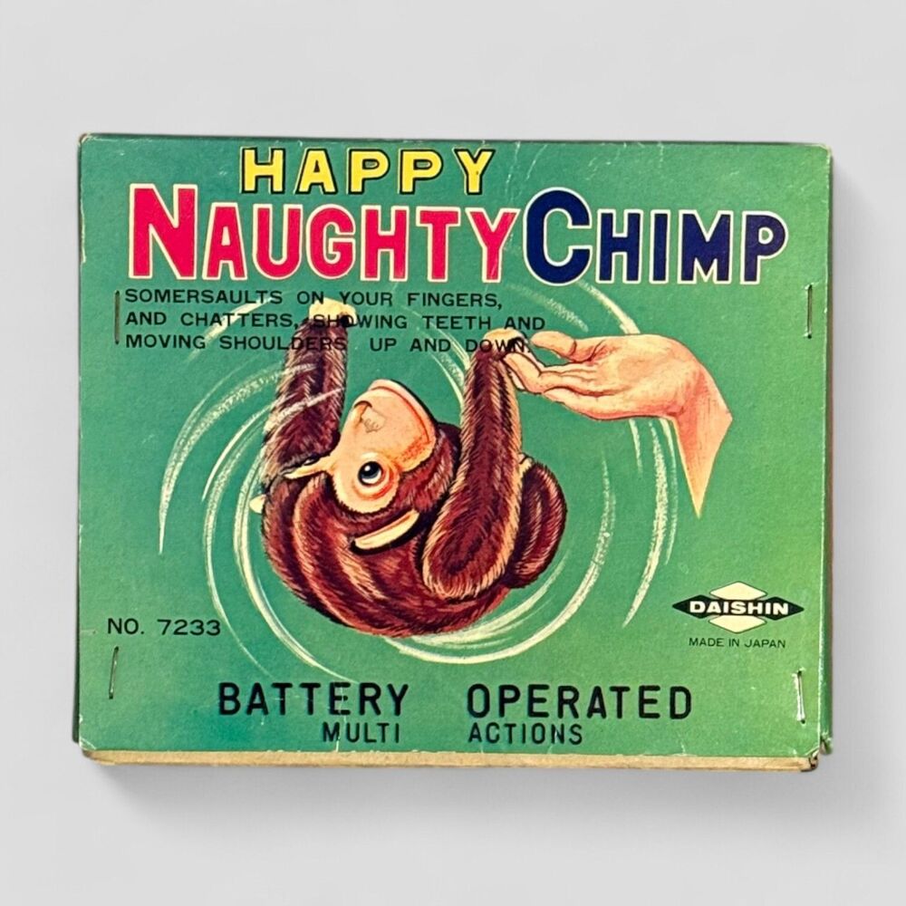 Vintage Happy Naughty Chimp by Daishin Original Box Included 60s Made in Japan - Picture 6 of 9